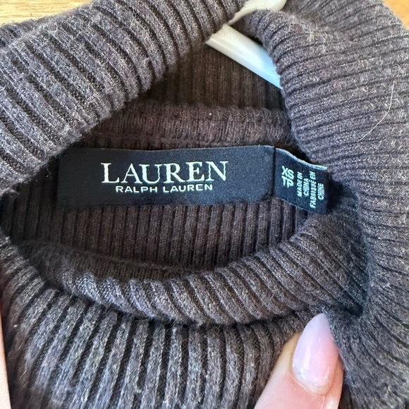 Lauren Ralph Lauren Brown Ribbed Turtleneck Sweater XS - Picture 3 of 7